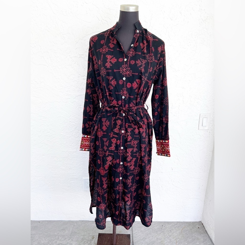 Alix Of Bohemia Shawna Lamu Cotton Button Down Midi Dress Womens Small New - Picture 8 of 14